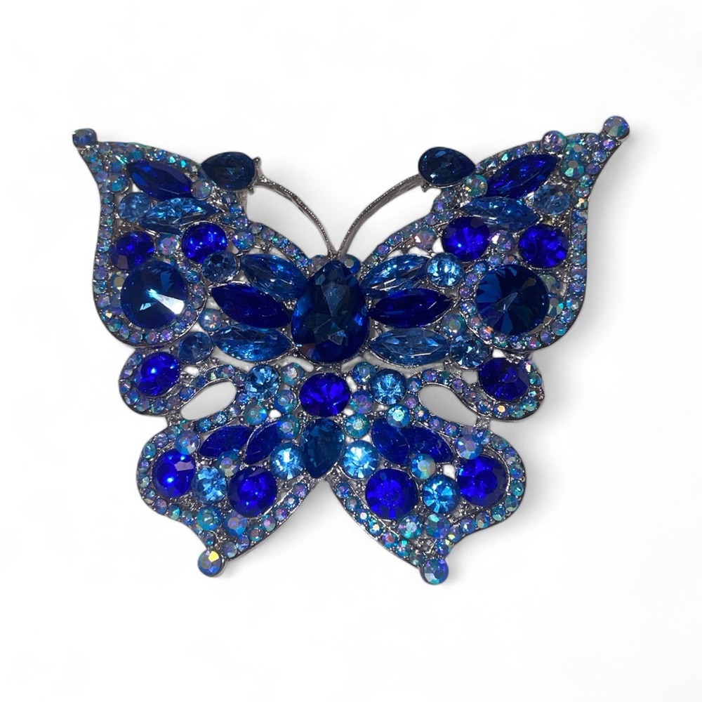 Sparkling Blue Butterfly Brooch